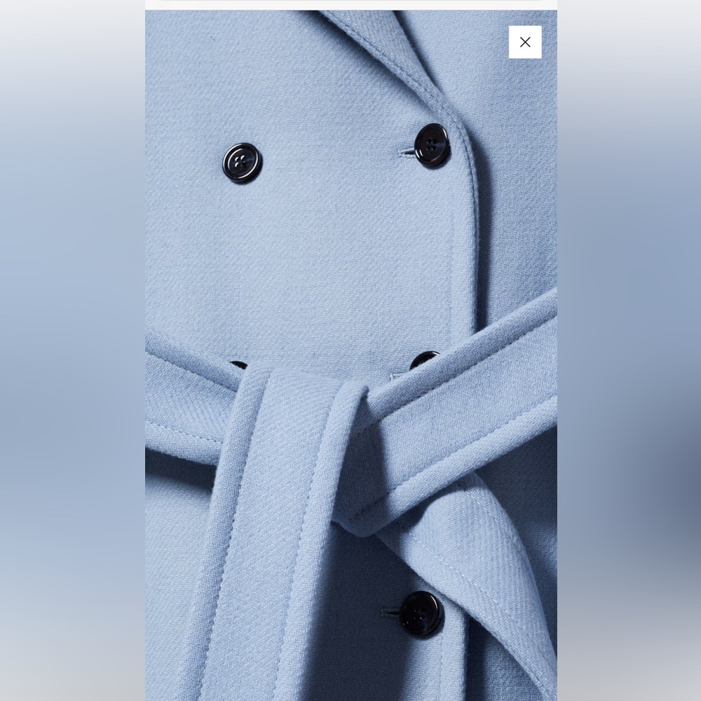 Mango Blue Double-Breasted Coat - Picture 3 of 17